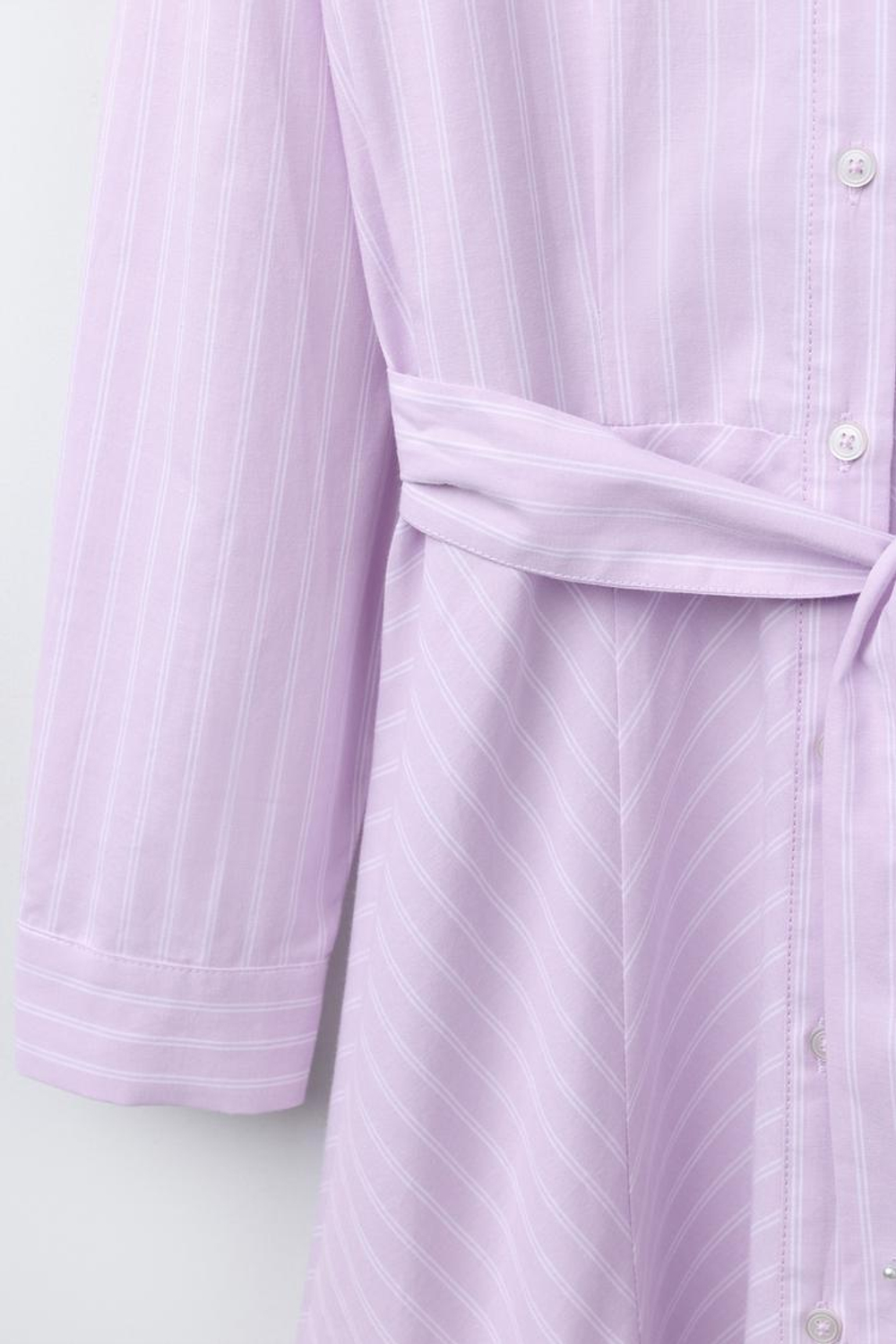 ZARA ПЛАТЬЕ-РУБАШКА В ПОЛОСКУ, ЦВЕТ МАЛЬВЫ