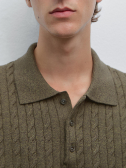 Massimo Dutti Поло с рельефным узором, зеленый