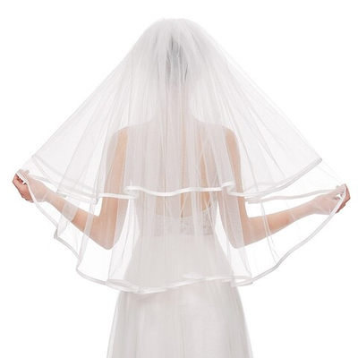 Фата с гребнем два слоя, в белом цвете, 60/80 см