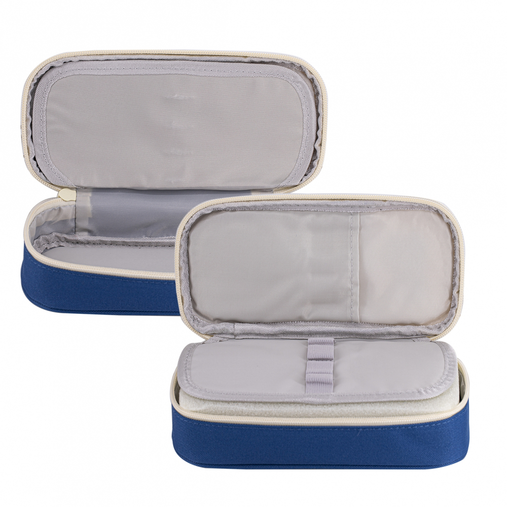 Пенал - косметичка Alingar, ткань, молния, 1 откидная планка, боковой карман, 210 х 85 х 40 мм, "CREATNESS", микс (корич, тем-серый, бирюзовый)