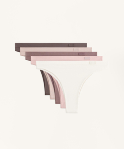 OYSHO Набор из 5 бесшовных трусов-бразильяно, баклажанный