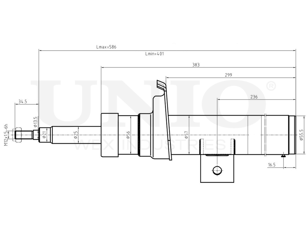 Амортизатор газовый передней подвески левый UNIO SAB-10259