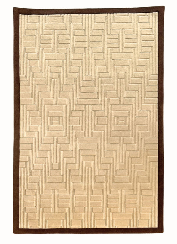 Handwoven Carpet Carving | Cream, Brown