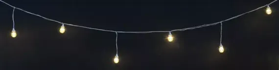 Ретро гирлянда Ламполайт 10 м., 220V, 20 ламп теплого белого свечения, белый провод, соединяемая, Rich LED (RL-i10*0.2-20S14-W/WW)