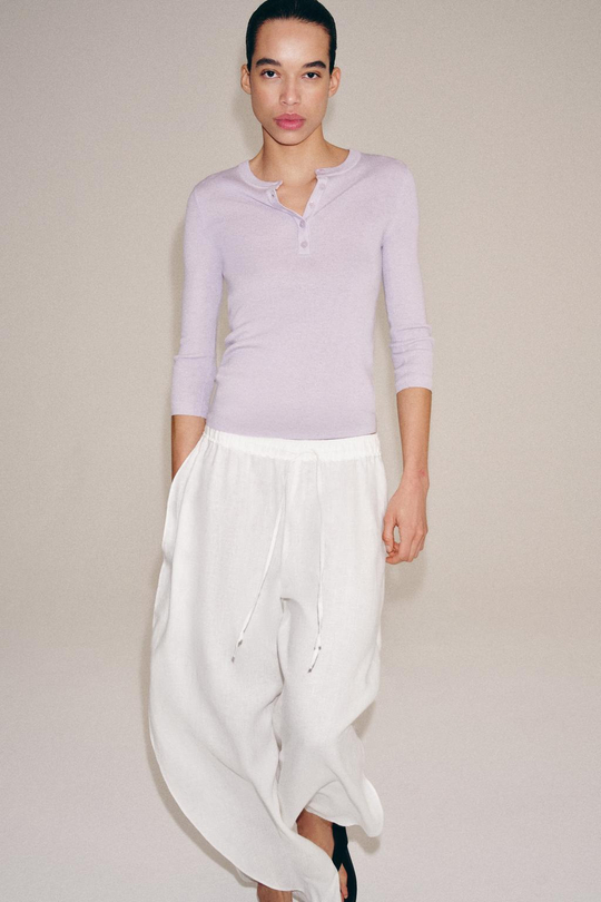 ZARA СВИТЕР С ПУГОВИЦАМИ, СВЕТЛО-СИРЕНЕВЫЙ