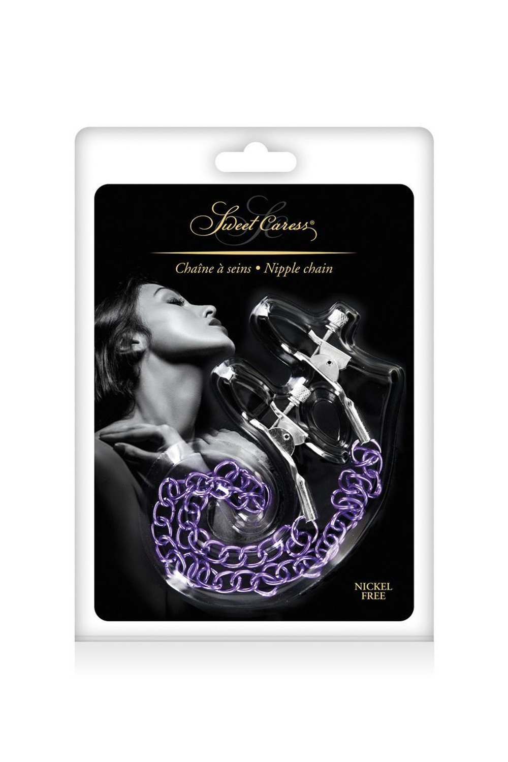 Зажимы для сосков с фиолетовой цепочкой Sweet Caress Nipple Chain (Цвет: фиолетовый)