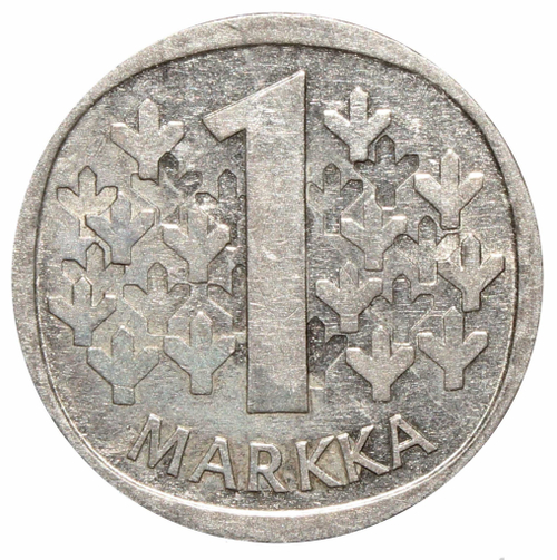 1 марка 1966. Финляндия VF-XF. Серебро