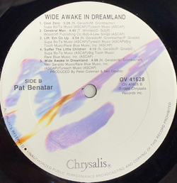 Виниловая пластинка Pat Benatar ‎– Wide Awake In Dreamland LP