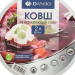 Ковш нерж, 1.9 л, крышка стекло, металл ручка, индукц, Daniks, Классика, SD-16S
