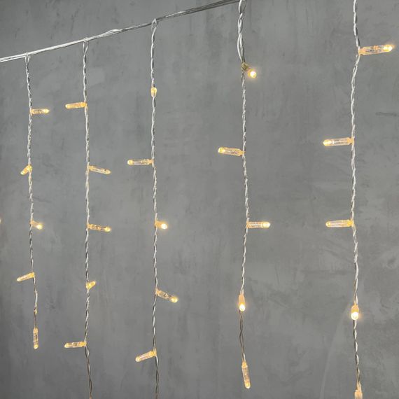 Светодиодная бахрома с колпачком 3,2*0,9 м., 180 теплых белых LED ламп, прозрачный провод ПВХ, IP65, LTC (PIL180CAP-10-2WW)