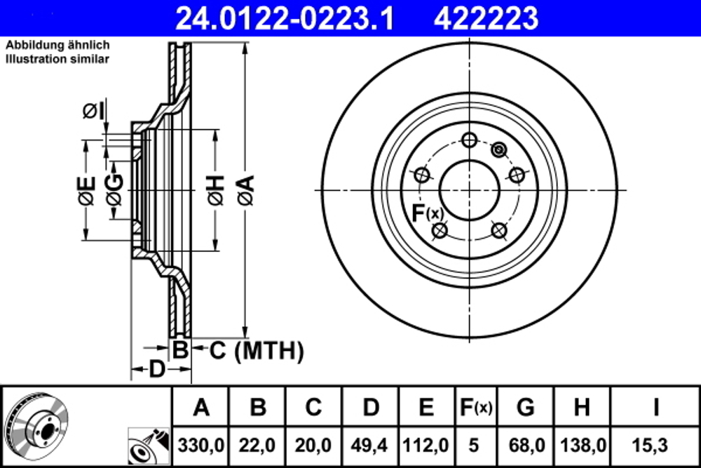 ATE - 24012202231-ATE - Brake Disc