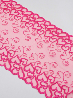 Вышивка на сетке малиновая фуксия неэластичная ширина 25 см