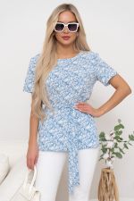 Блузка Элиза (белый/голубой) Б11-253/4 Nikol