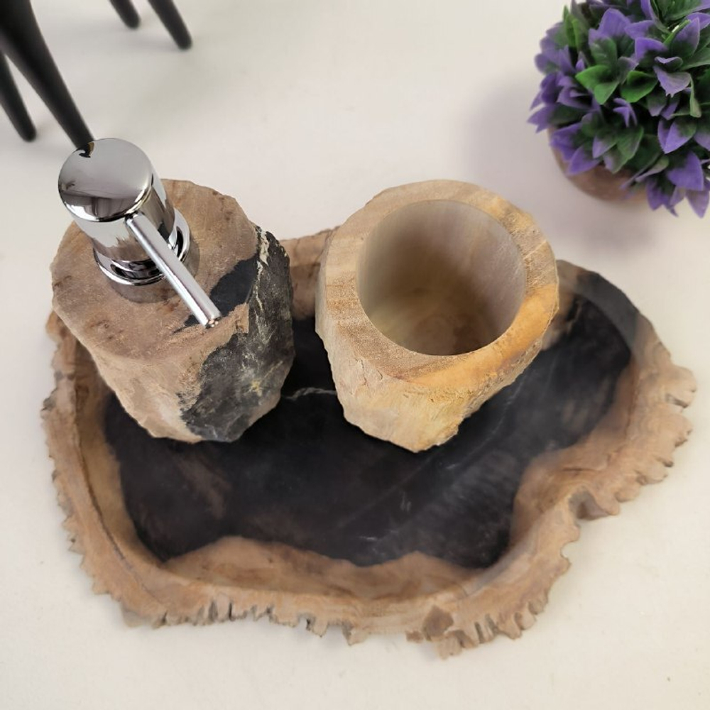 Набор из окаменелого дерева 3 предм Fossil Set NF-62867 поднос 23см*36см