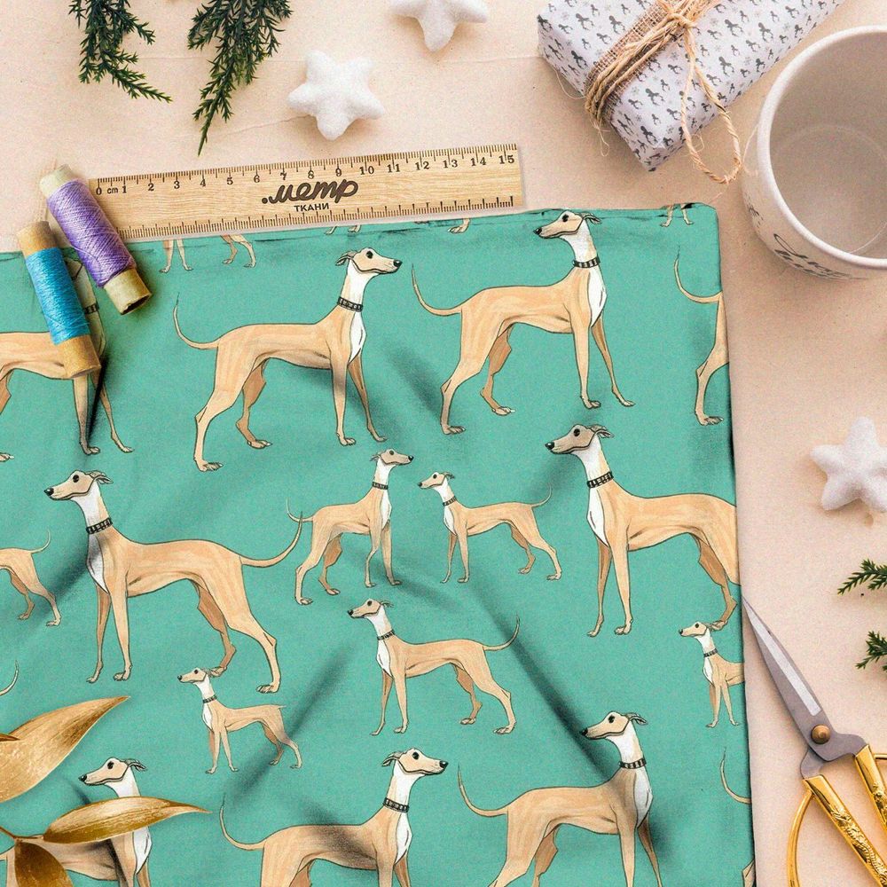 Ткань премиум мембрана охотничьи псы на зеленом