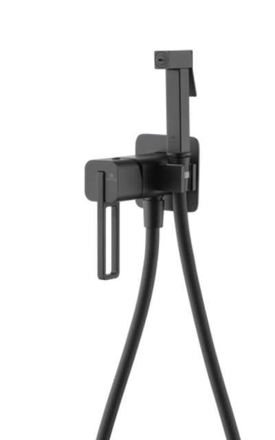 12157-C Смеситель встраиваемый с ГИГ. душем (ЧЕРНЫЙ) GANZER (10/1шт)