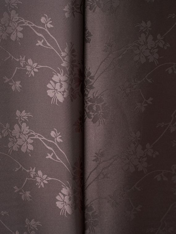 Ткань шелк Армани Жаккард, арт. 1870/2, дизайн &quot;цветы на ветке&quot;, коричневый