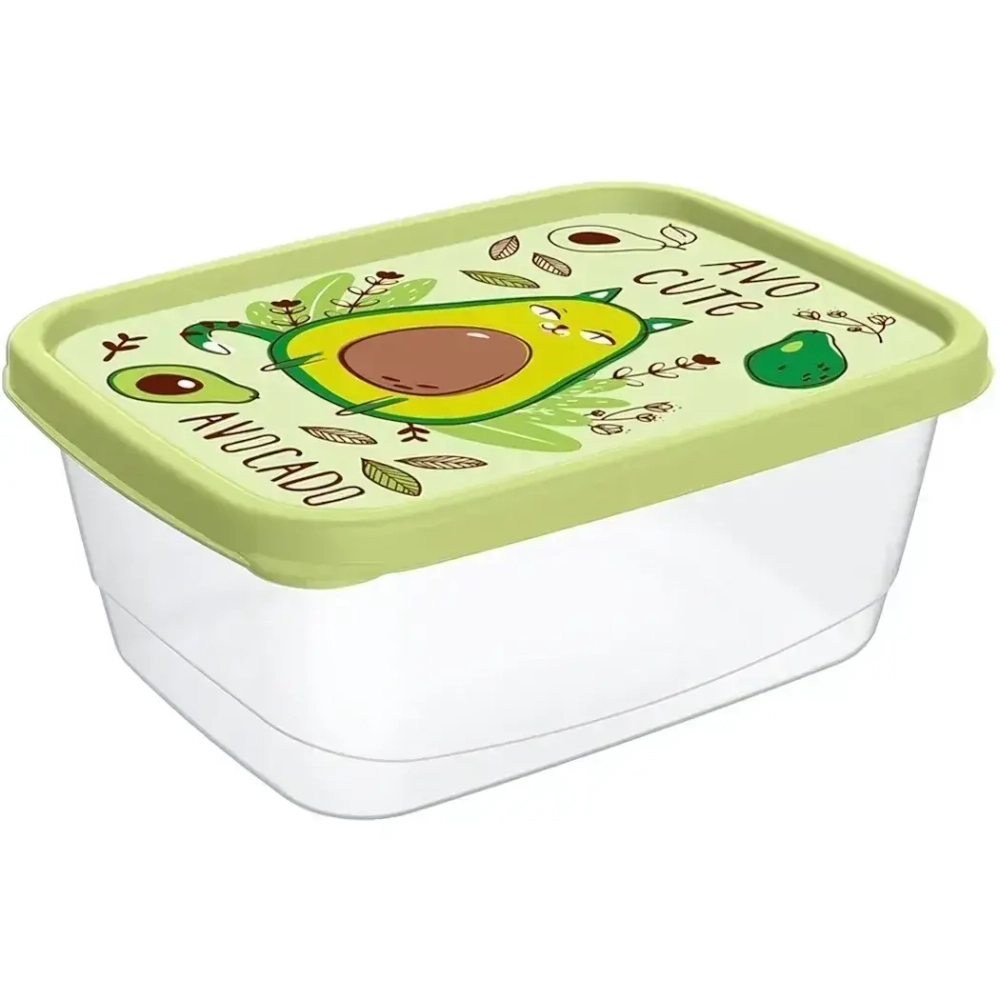 Контейнер для продуктов прямоугольный 0,5л с декором (салатовый)