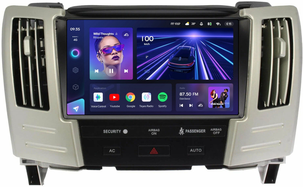 Магнитола для Toyota Harrier XU30 2003-2013, Lexus RX 2003-2009 (ШГУ цветной, рамка наверх тип 1) - Teyes CC3 монитор 9" QLED на Android 10, ТОП процессор, 4Гб+32Гб, CarPlay, 4G SIM-слот