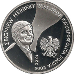 10 злотых. Збигнев Херберт (1924-1998). 2008 год. Польша.