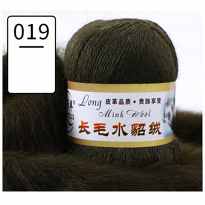 Пряжа "Норка" длинноворсовая, Пух норки-90 % Полиамид-10 %, болотный