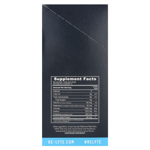 Redmond, Re-Lyte® Hydration, лимон и лайм, 15 пакетиков в стиках по 6,8 г (0,24 унции)