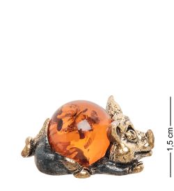 Народные промыслы AM- 600 Фигурка «Хрюша» (латунь, янтарь)