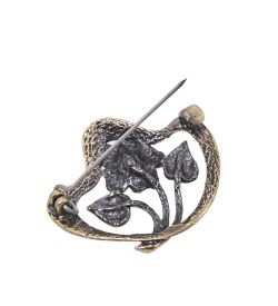 AM-4046 Брошь «Цветок Лютик» (латунь, янтарь)