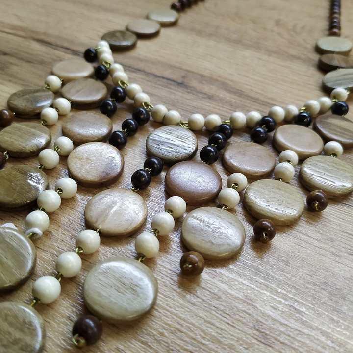 Колье Марго 9 подвесов диски, дерево, цвет ассорти, 62 см