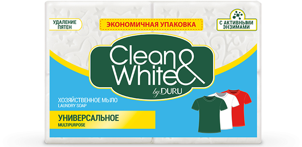 Duru Хозяйственное мыло Clean&White Универсальное 4 штуки 120 г