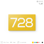 Номер на дверь 728, табличка на дверь для офиса, квартиры, кабинета, аудитории, склада, желтая 120х70 мм, Айдентика Технолоджи