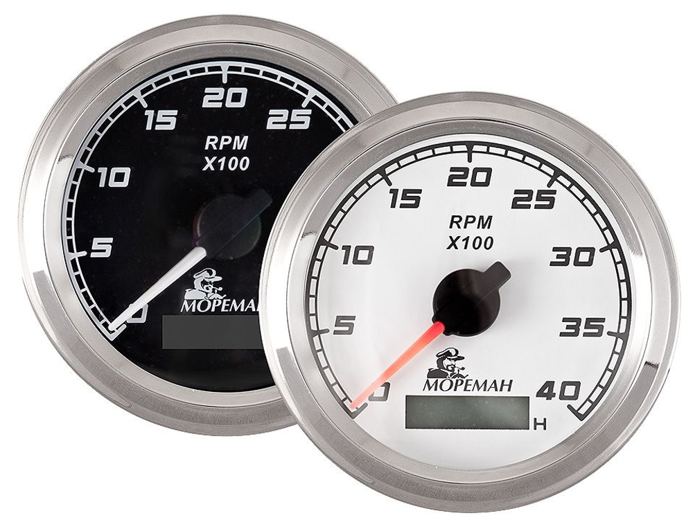 Тахометр со счетчиком моточасов, 4000 об/мин, черный циферблат (10252265)