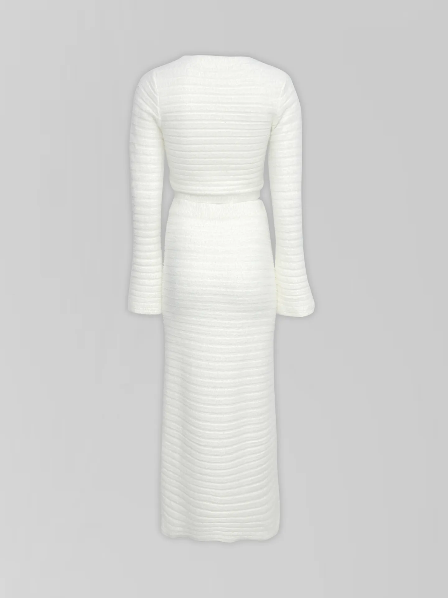 Костюм трикотажный 888 90222 однотонный из укороченного свитера и прямой юбки