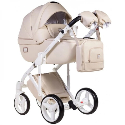 Детская коляска Adamex Luciano Deluxe 2 в 1 67S (СВ.БЕЖ 100% КОЖА)