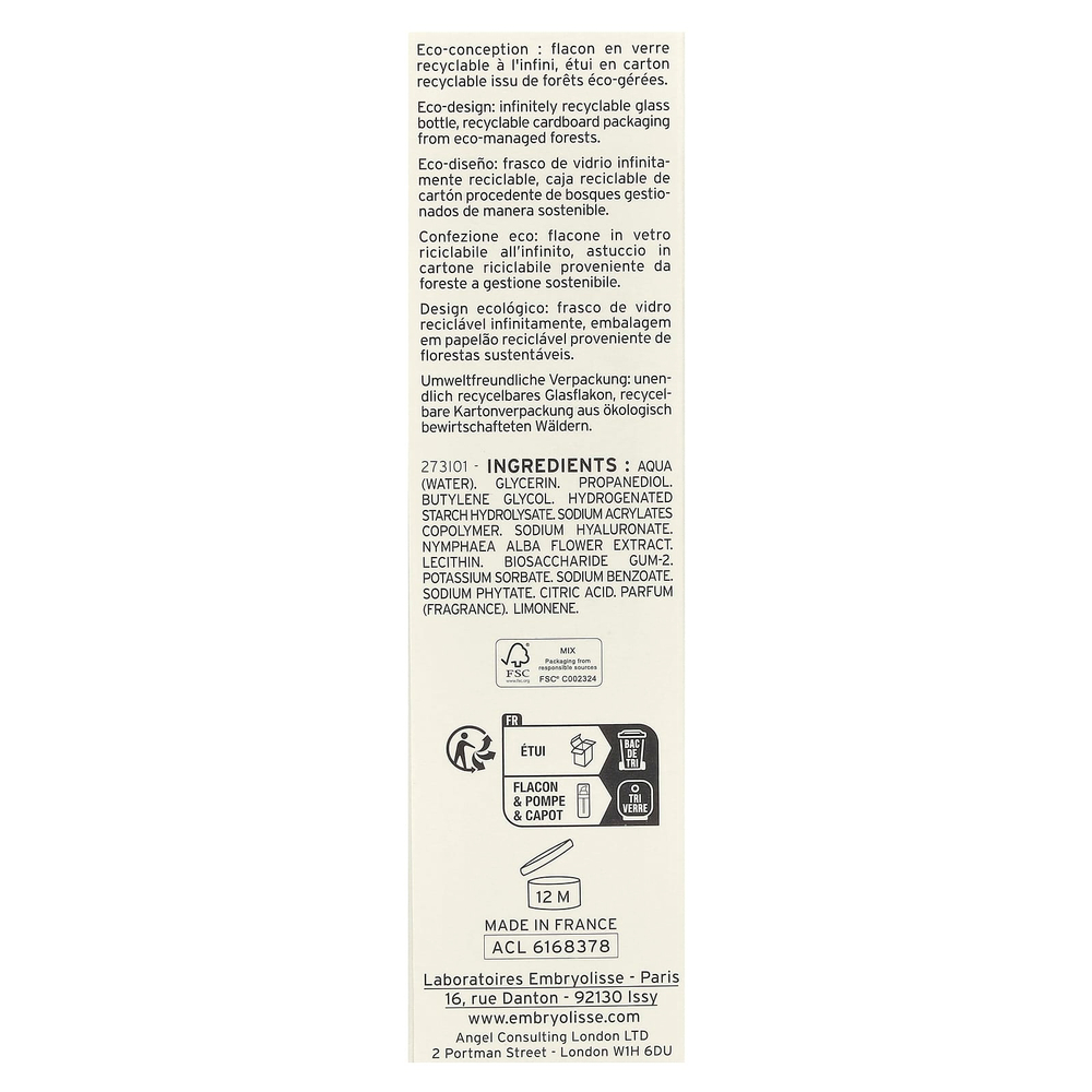 Embryolisse, Hydra-Serum, сыворотка для увлажнения кожи, 30 мл (1,01 жидк. унции)