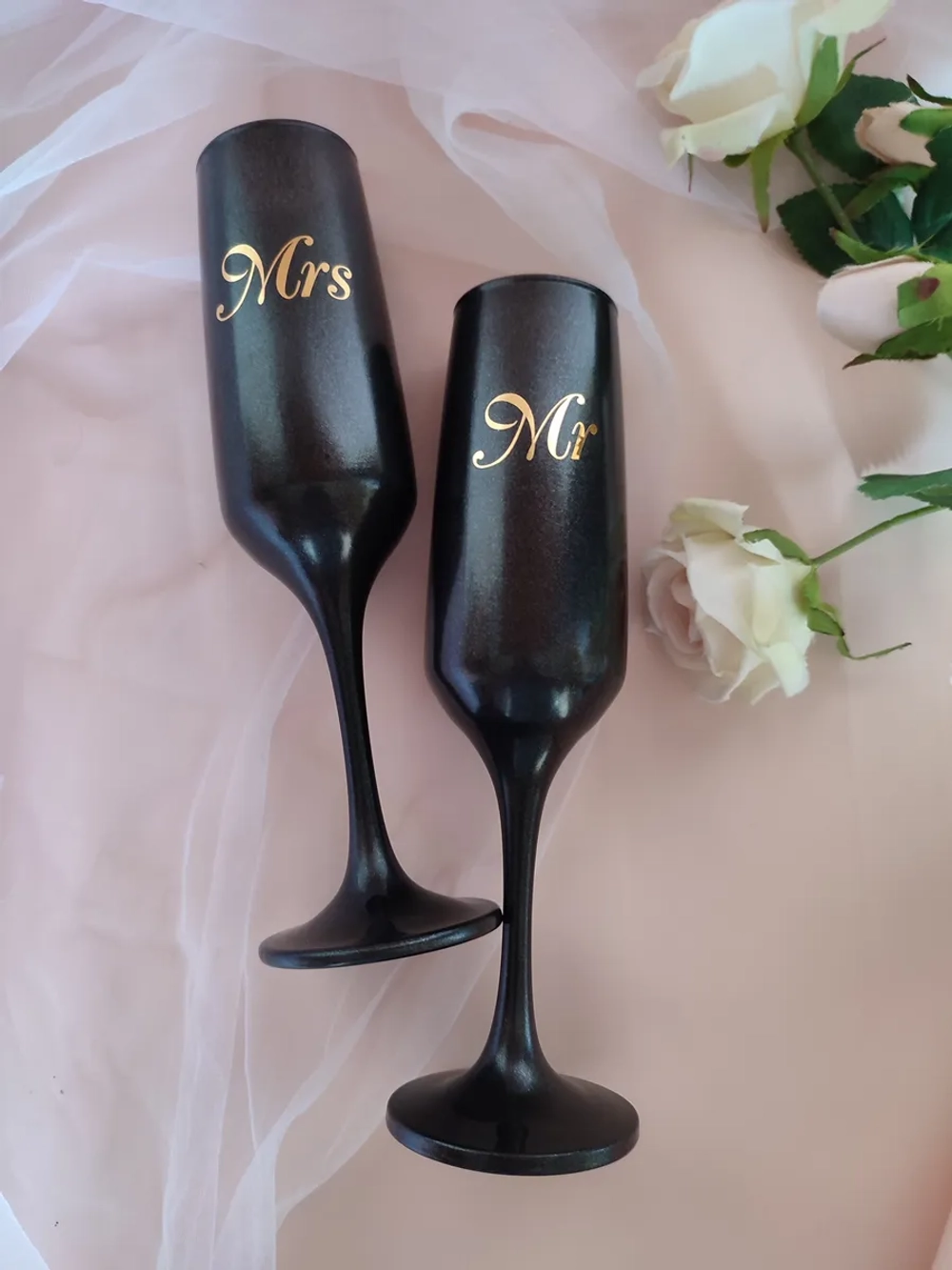 Свадебные бокалы для молодоженов. Черный
