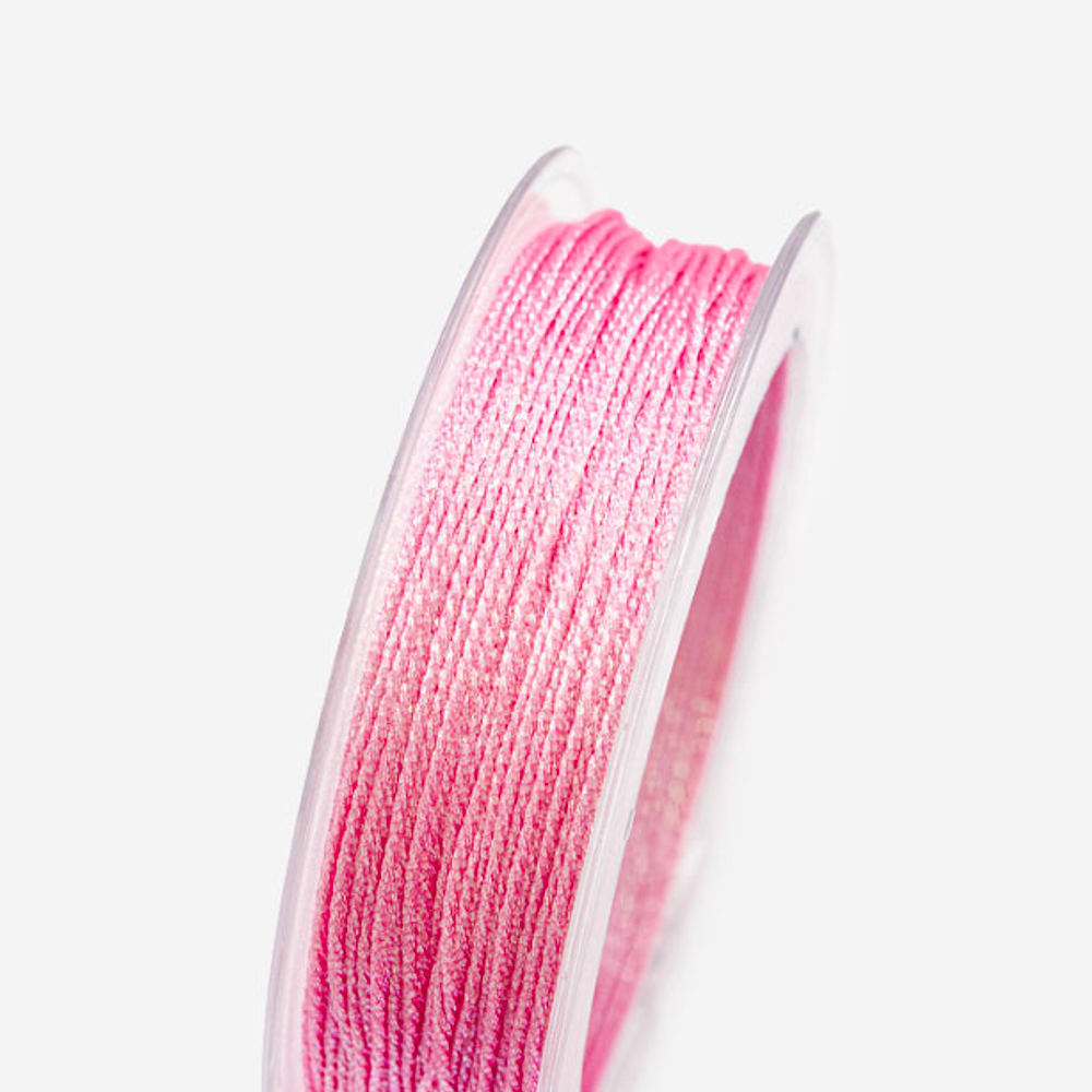 Нить для браслетов, нейлон, оттенок "Блестящий розовый", 1мм