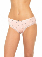 Трусики-слипы с кружевной оторочкой и принтом в виде бантиков и сердечек (Размер: XL) (Цвет: персиковый)