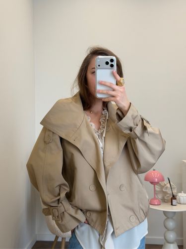 Тренч укороченный песочный