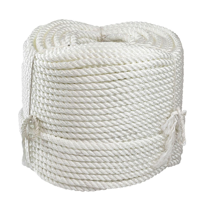 Веревка якорная 3-прядная d14мм, L150м, белый, Marine Rocket