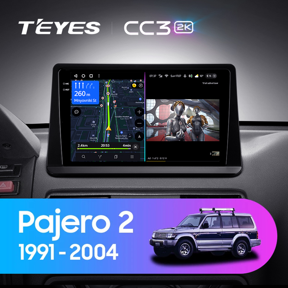 Teyes CC3 2K 9"для Mitsubishi Pajero 2 V30 V40 V20 1991-2004