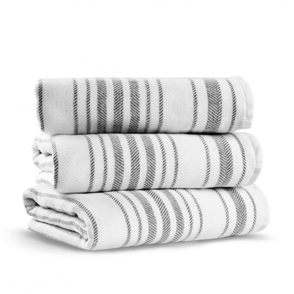 Банная простыня 100x180 L'appartement Stripe Gauze white/dark grey белый/темно-серый