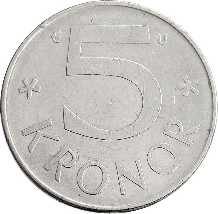 5 крон 1976-2009 Швеция