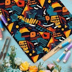 Ткань премиум габардин геометрические иллюзии пространства