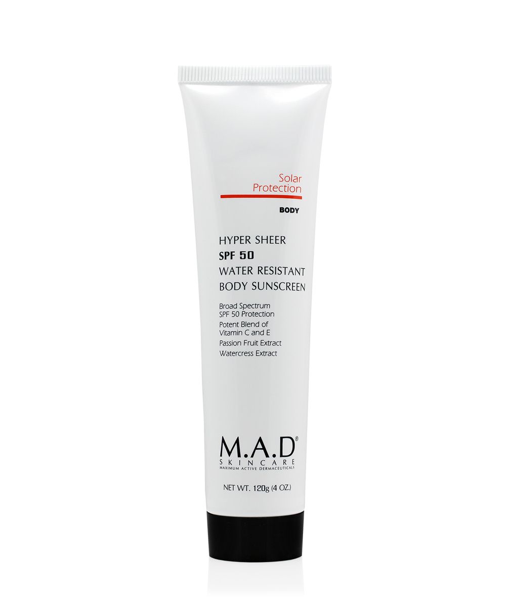 M.A.D. HYPER SHEER SPF50 WATER RESISTANT BODY SUNSCREEN SPF50 Лосьон для тела водоотталкивающий защитный SPF50