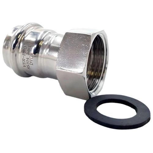 Соединитель ViEiR с накидной гайкой нерж. сталь 28×3/4" VER-PRO (50/5шт)