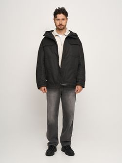 Куртка с диагональными карманами черная