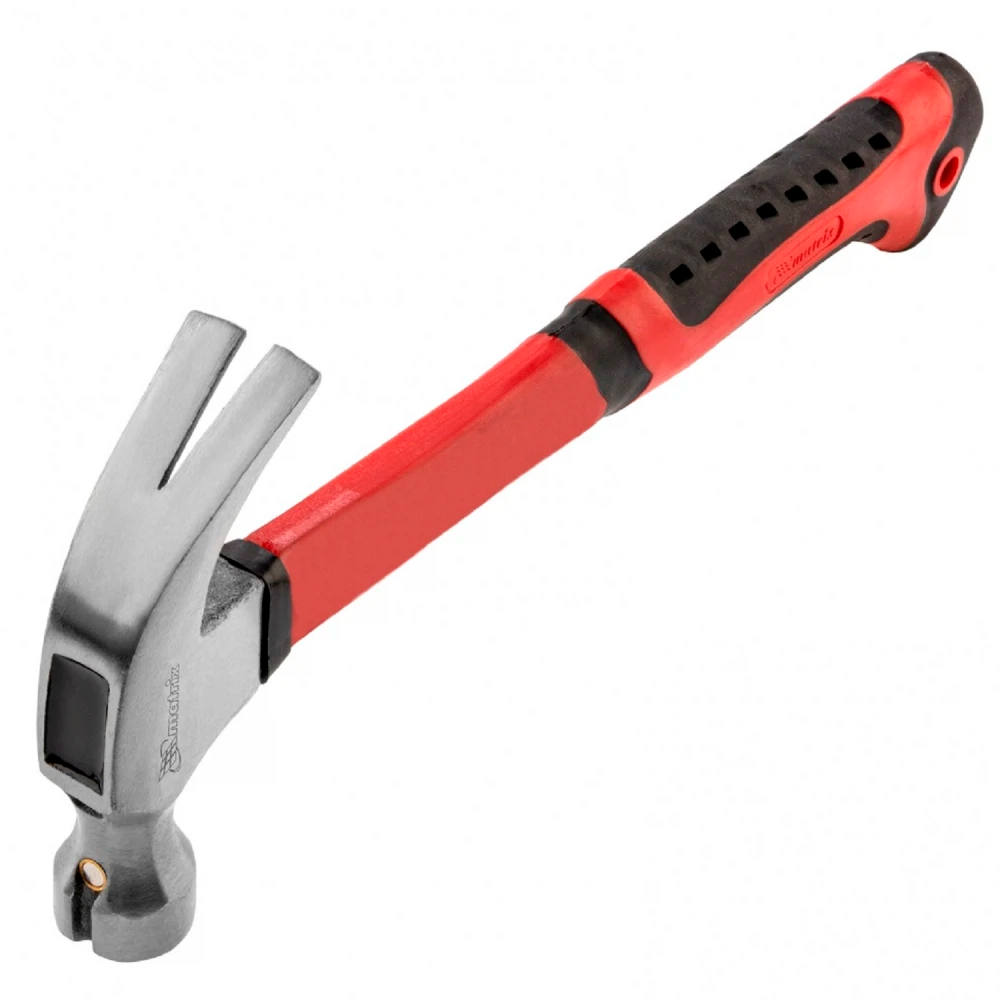 Молоток-гвоздодер, 450 г, боек c магнитом, фибергласовая обрезиненная рукоятка// Matrix