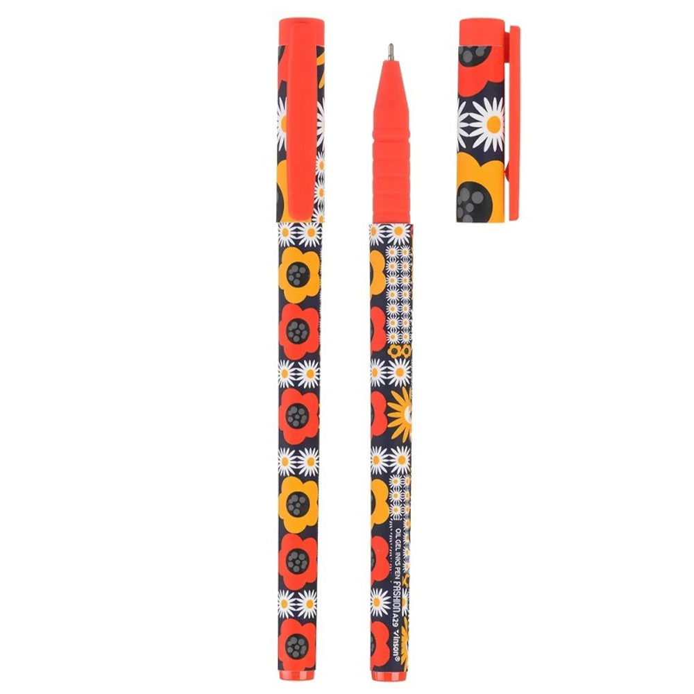 Ручка шариковая, масляная, Vinson, синие чернила, серия "Flower 2", 20 шт