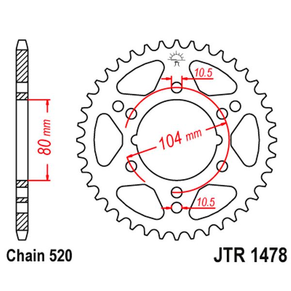 JT JTR1478.36 звезда задняя (ведомая), 36 зубьев